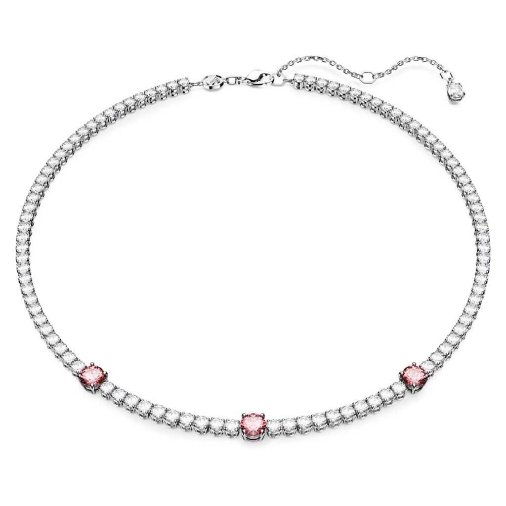 κολιέ matrix tennis μείξη κοπών ροζ επιμετάλλωση ροδίου swarovski 5666165 1