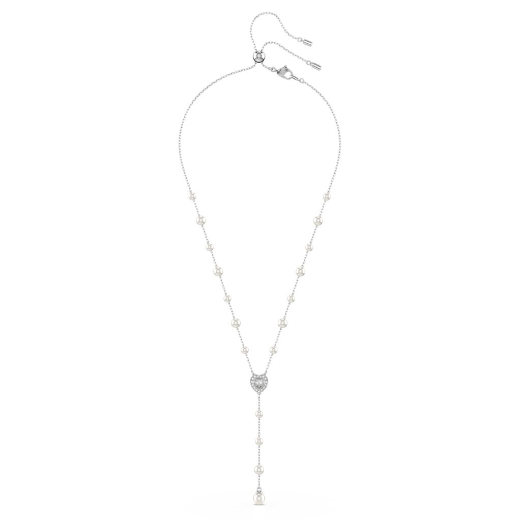 Κολιέ σε σχήμα Υ Ariana Grande x Swarovski Crystal pearl, Μείξη κοπών, Καρδιά, Λευκό, Επιμετάλλωση ροδίου - Image 2