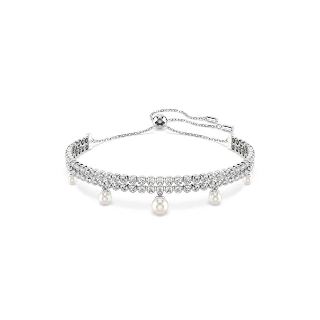 Βραχιόλι Ariana Grande x Swarovski Crystal pearl, Στρογγυλή κοπή, Λευκό, Επιμετάλλωση ροδίου