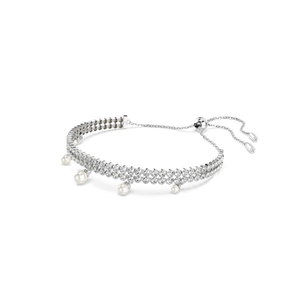 Βραχιόλι Ariana Grande x Swarovski Crystal pearl, Στρογγυλή κοπή, Λευκό, Επιμετάλλωση ροδίου - Image 2