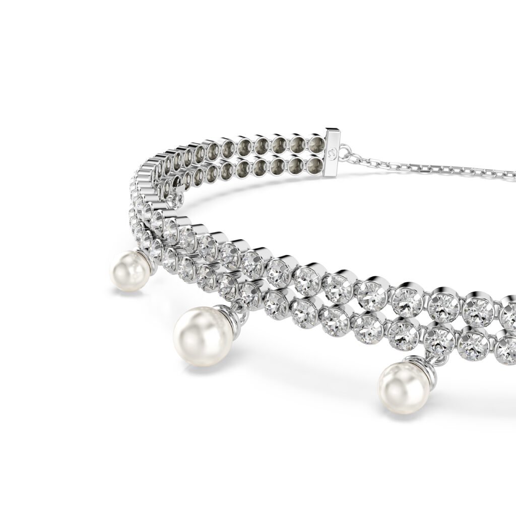 Βραχιόλι Ariana Grande x Swarovski Crystal pearl, Στρογγυλή κοπή, Λευκό, Επιμετάλλωση ροδίου - Image 4