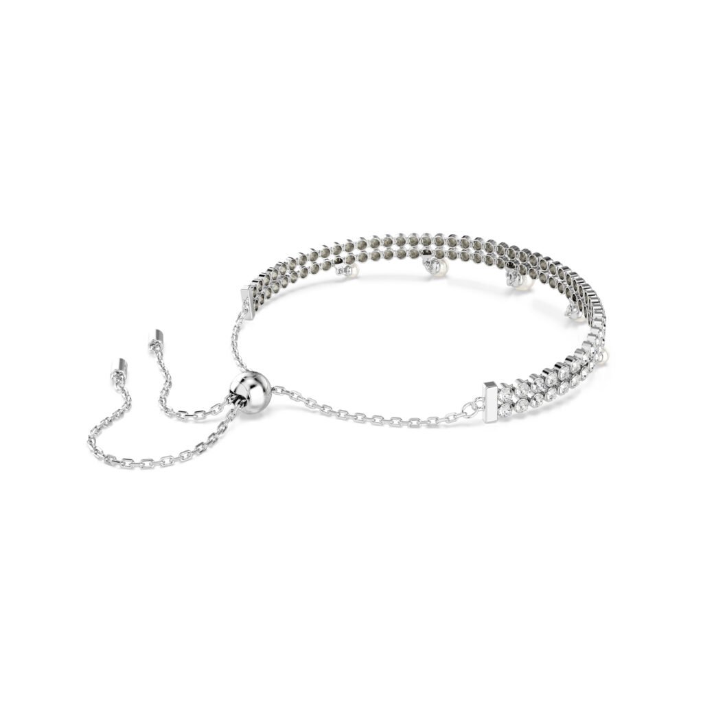 Βραχιόλι Ariana Grande x Swarovski Crystal pearl, Στρογγυλή κοπή, Λευκό, Επιμετάλλωση ροδίου - Image 5