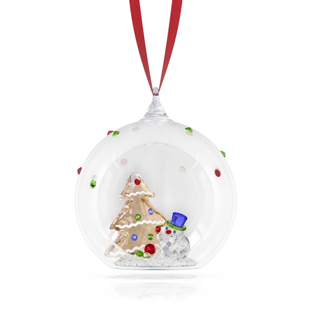 Holiday Cheers Στολίδι Μπάλα με Δέντρο και Χιονάνθρωπο Swarovski