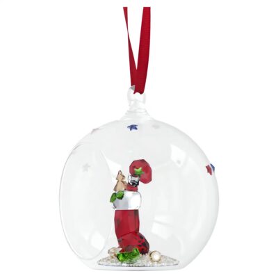 Holiday Cheers Στολίδι Μπάλα Κάλτσα και Γλειφιτζούρι Swarovski