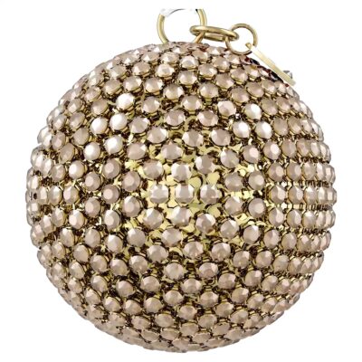 Holiday Magic Classics Crystal Mesh Ball Ornament Gold tone Swarovski